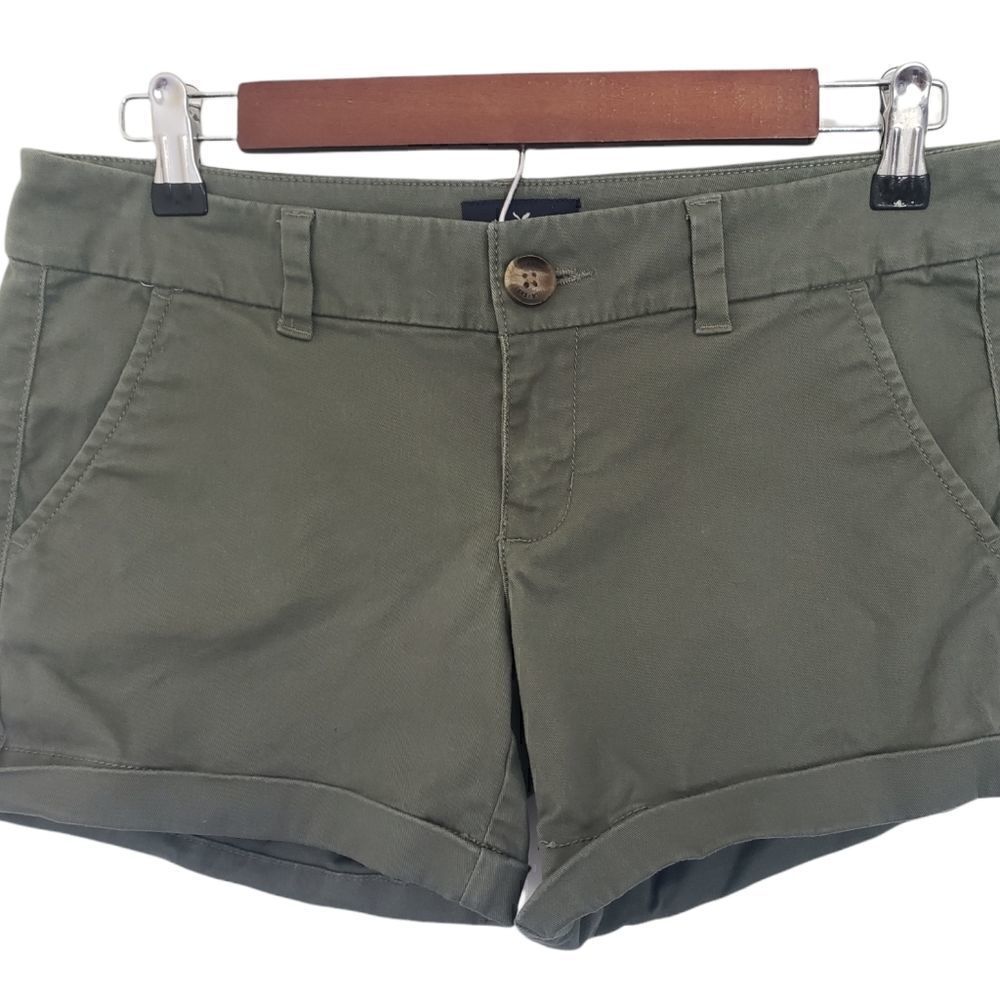 American Eagle Green Midi Stretch Shorts